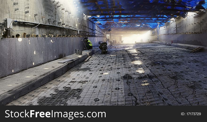 Construction of tunnel - road for transport. Construction of tunnel - road for transport