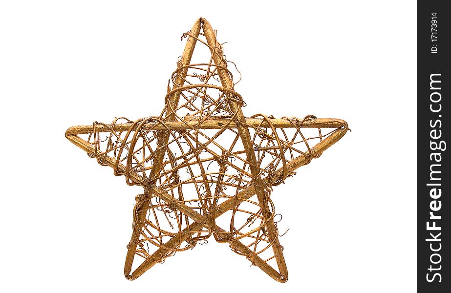A golden christmas star isolated on white background. A golden christmas star isolated on white background