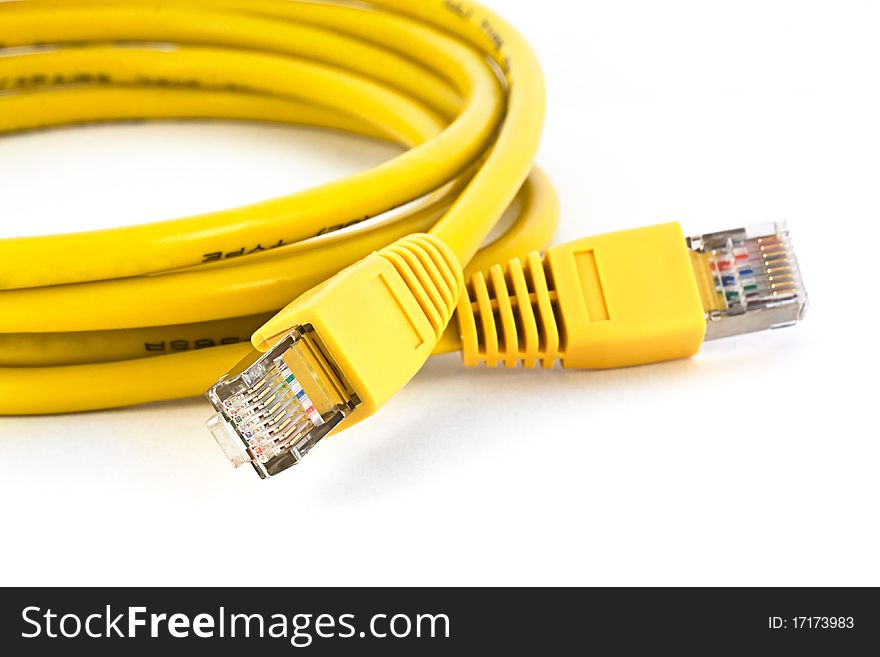 Ethernet cable on white background