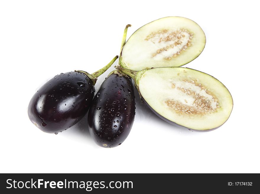 Eggplants on white background isolated