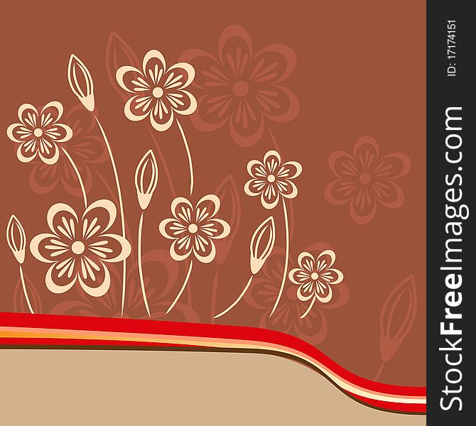 Floral elements on brown background. Floral elements on brown background