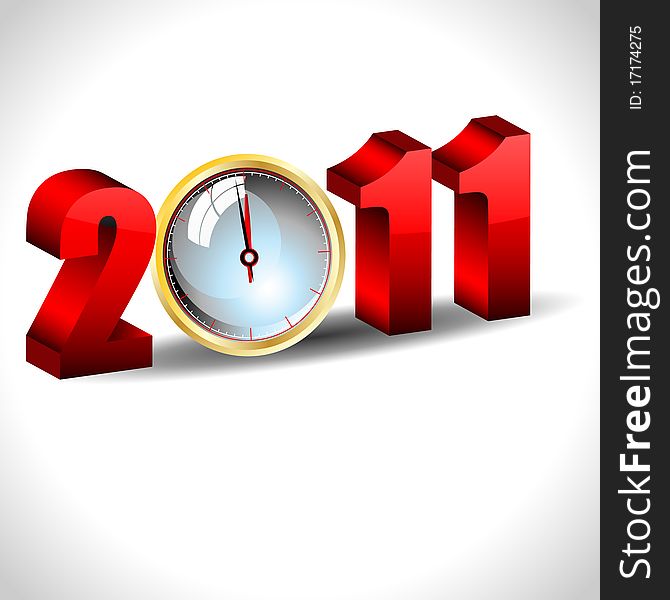 New Year's clock on white background.