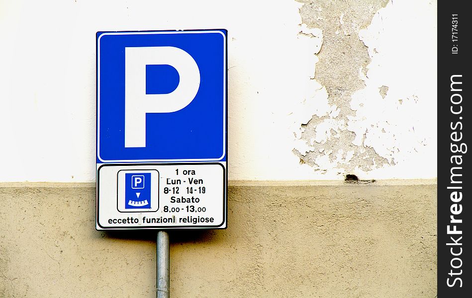 Road sign parking disc zone