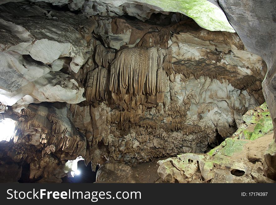 Stalactite in a thai cave