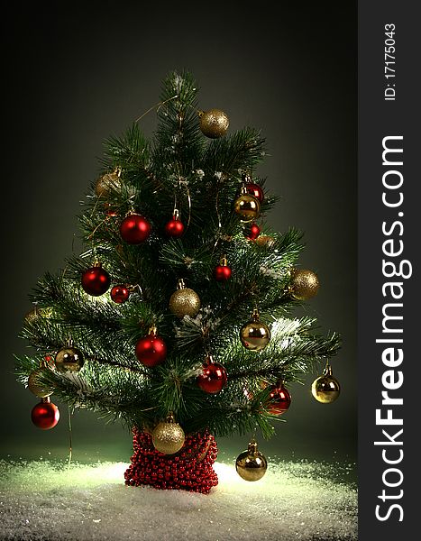 Beautiful christmas tree on dark dackground