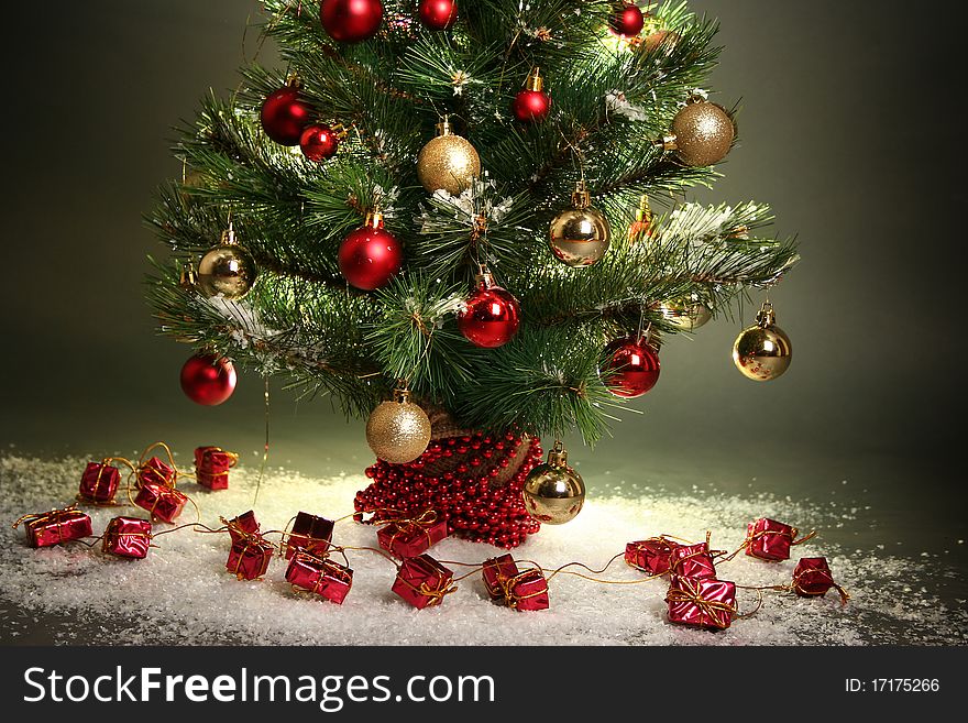 Beautiful christmas tree on dark dackground. Beautiful christmas tree on dark dackground