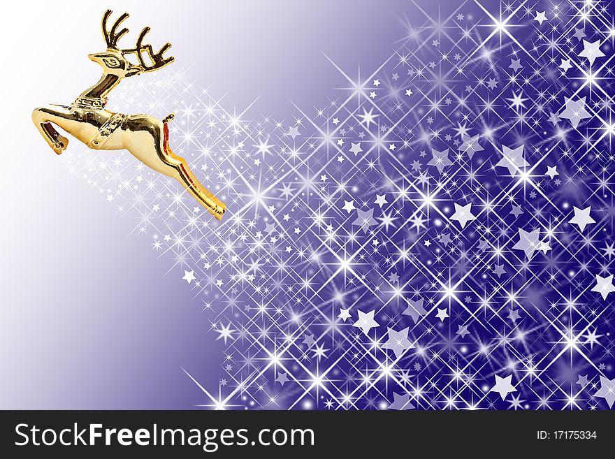 Golden Deer And Star Shape Background