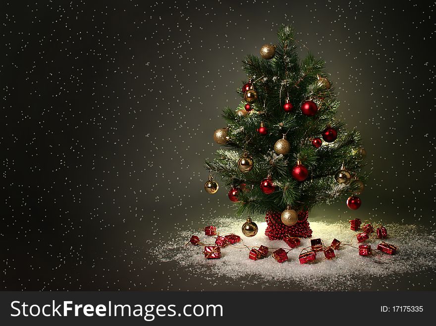 Beautiful christmas tree on dark dackground. Beautiful christmas tree on dark dackground