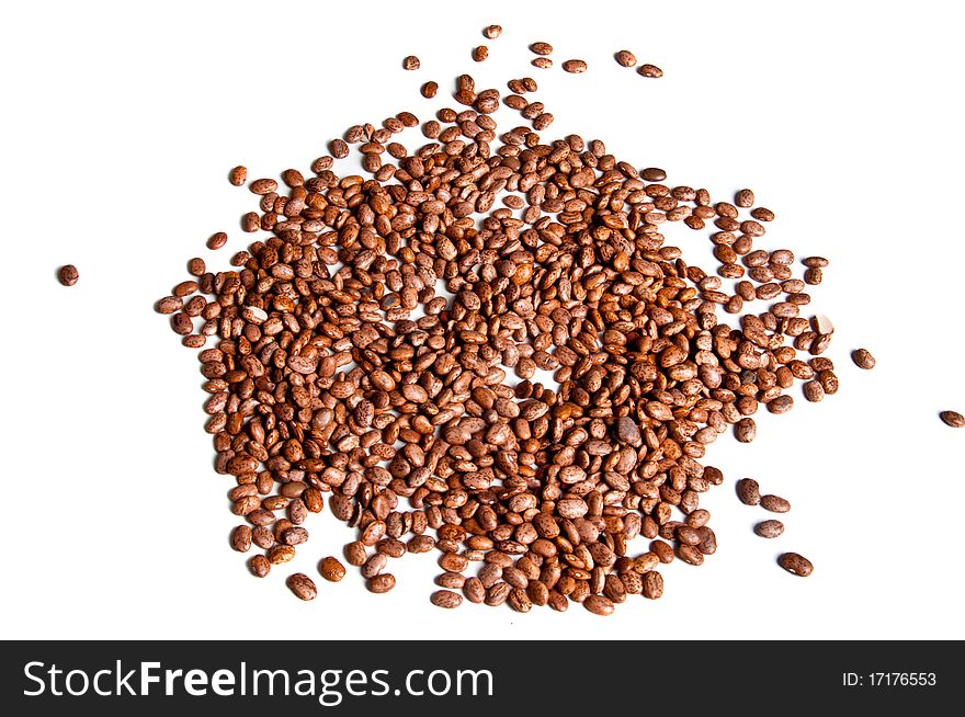 Pile Of Dried Pinto Beans, Isolated