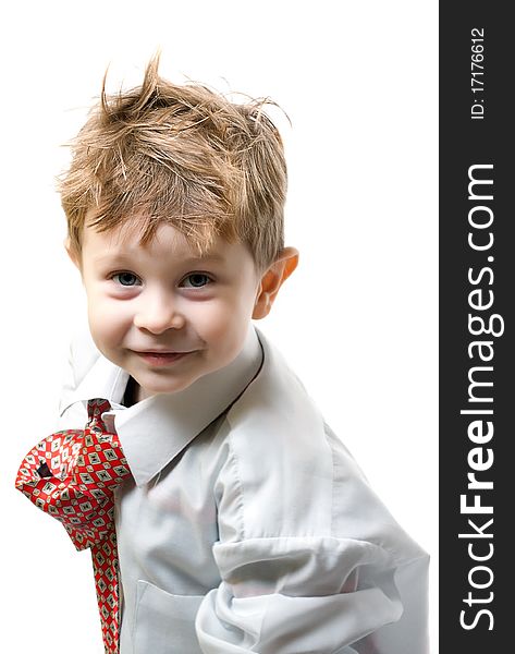 Portrait of the boy on white background