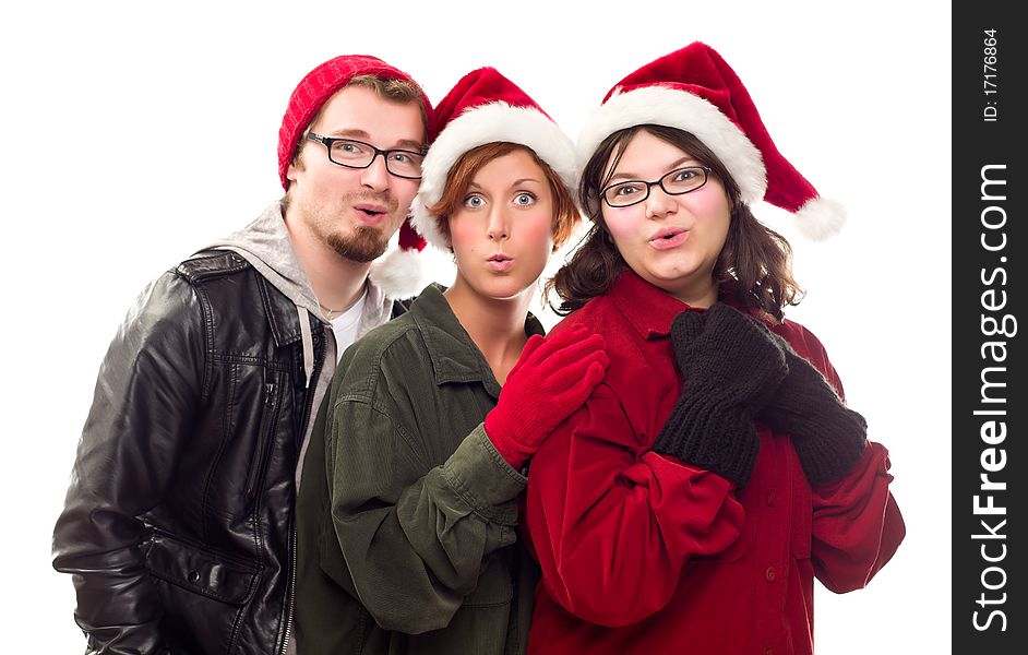 Three Friends Wearing Warm Holiday Attire