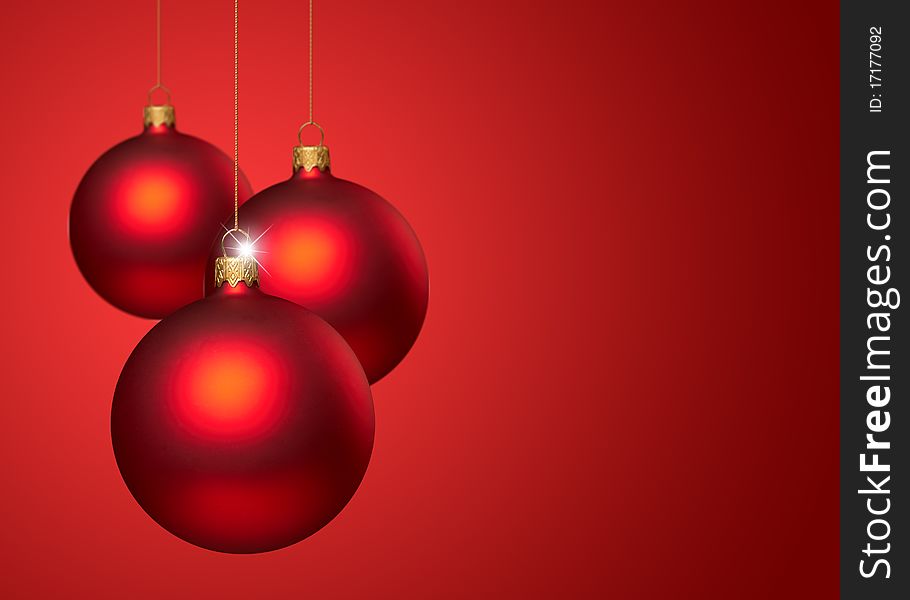Christmas balls on red backgroung