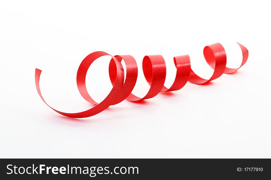 The red satin ribbon isolated