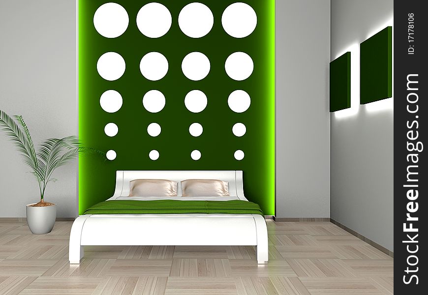 Modern interior of a bedroom room 3D