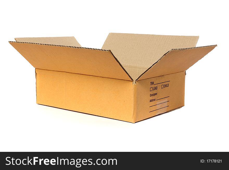 Open cardboard box container deliver and moving in isolated