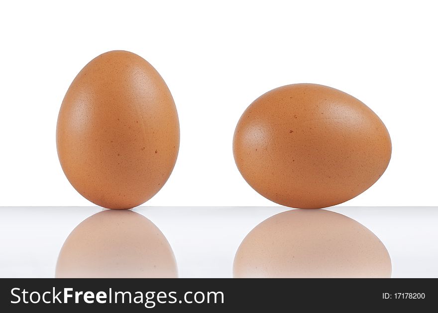 Standing and lying chicken eggs. Standing and lying chicken eggs