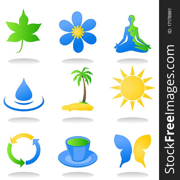 Set of icons on a theme spa. A illustration. Set of icons on a theme spa. A illustration