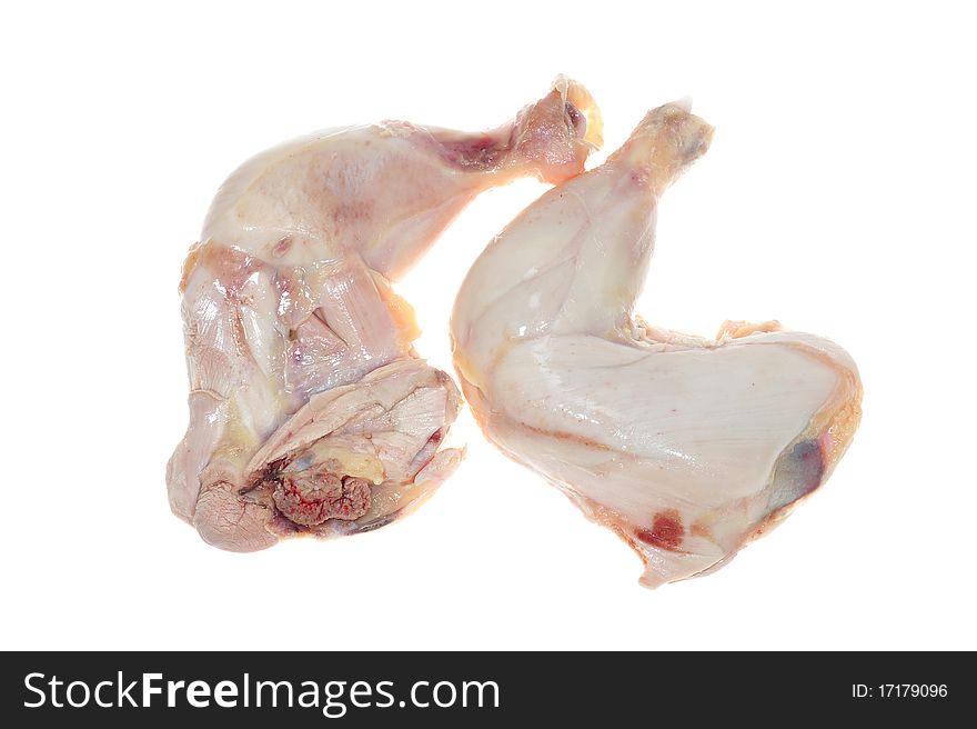 Raw Chicken Thigh And Drumstick On A White Background