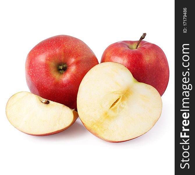 Red apples isolated on the white background + Clipping Path