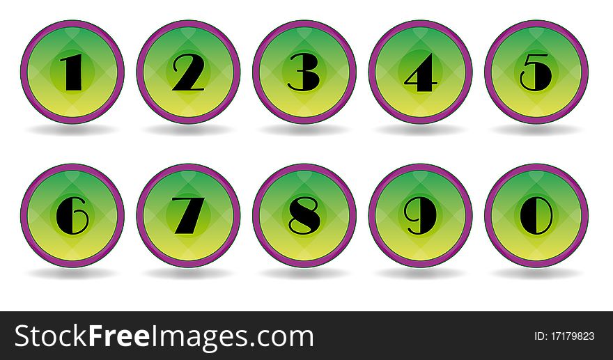 Set green number icons with border violet. Set green number icons with border violet