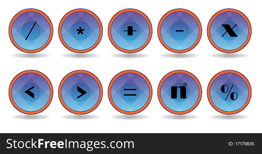 Set blue symbol icon with orange border