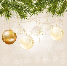 Gold End White Transparent Christmas Ball Stock Images