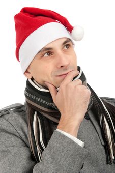 Man Wearing A Santa Claus Hat Stock Images
