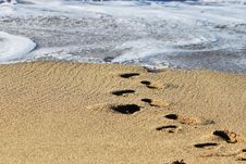 Footprints On The Beach Royalty Free Stock Images Footprints On The Beach Royalty Free Stock Images