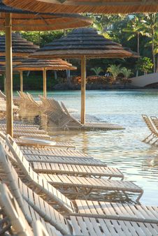 Beach Chairs Ready For Tanning And Relaxation Royalty Free Stock Photography Beach Chairs Ready For Tanning And Relaxation Royalty Free Stock Photography