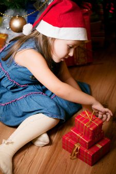 Girl Waits Gifts Royalty Free Stock Photography