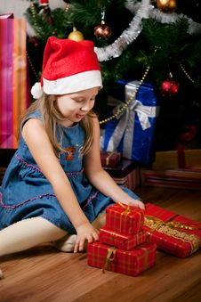 Girl Waits Gifts Stock Photography