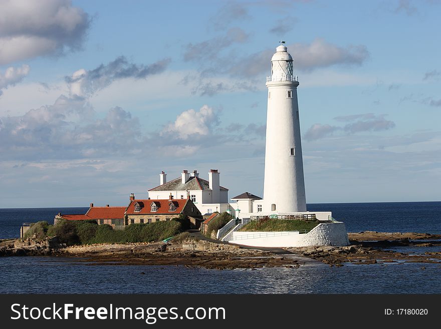 A White Island Lighthouse with Associated Buildings. A White Island Lighthouse with Associated Buildings.