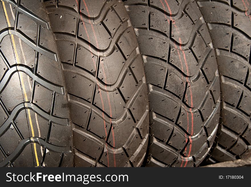 Brand new tires as background