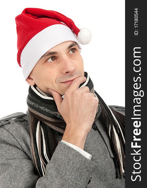 Man Wearing A Santa Claus Hat