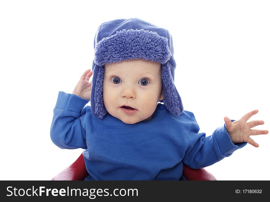 Cute baby boy with blue hat
