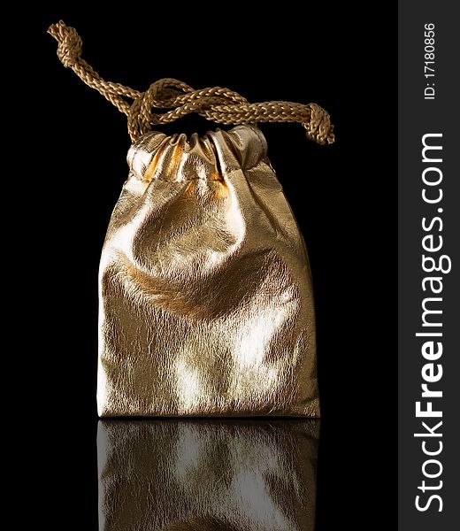 Gold Leather bag with gold rope