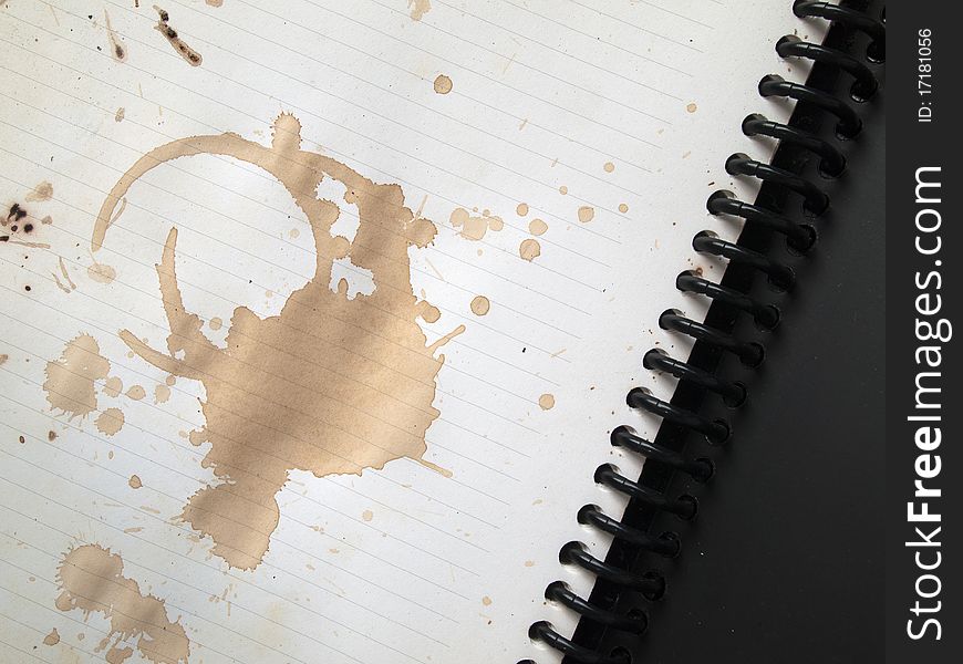 Coffee stains on blank white note book. Coffee stains on blank white note book