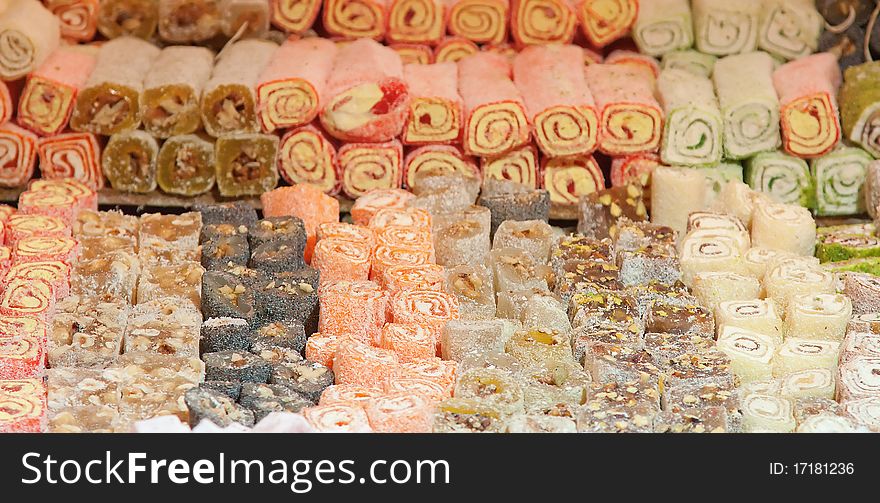 Assorted Turkish Delight bars(Sugar coated soft candy)