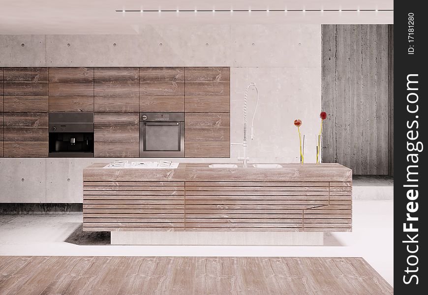 3d,render of image. Kitchen.