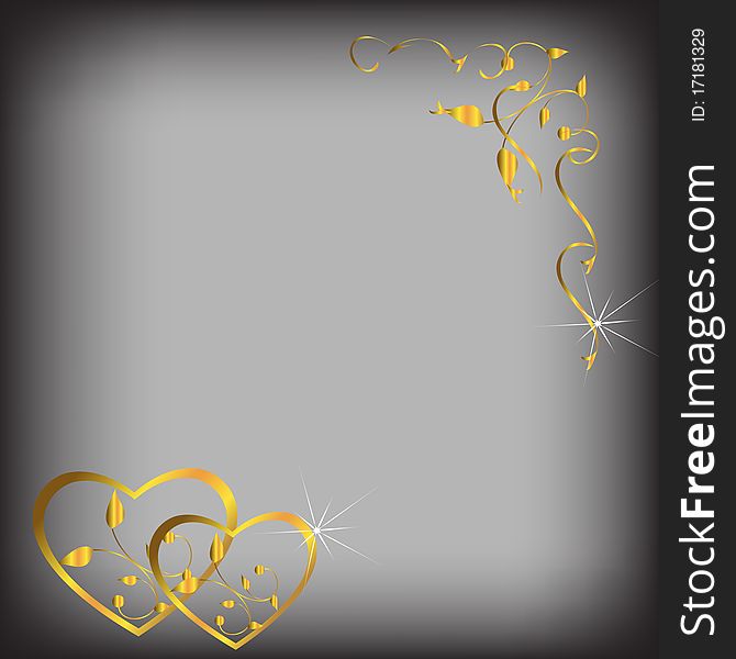 Hearts of gold and curl against a dark background