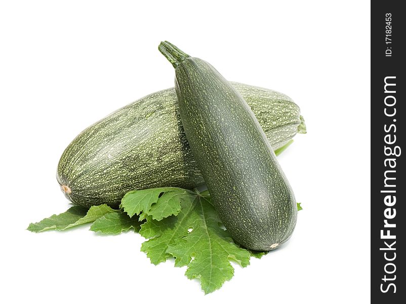 Green vegetable marrow isolated on white background