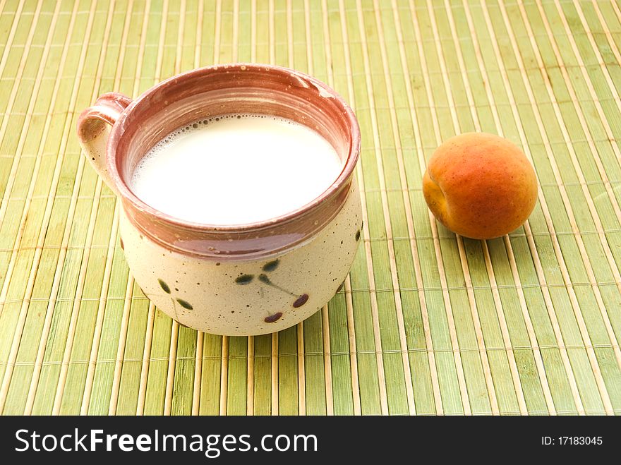 A Cup Of Milk And Apricot