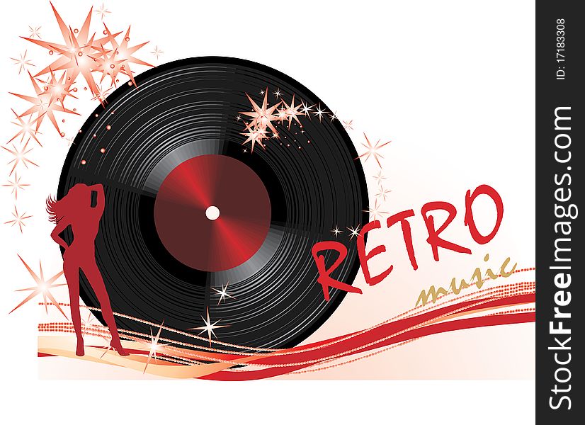 Phonograph record. Retro composition for banner. Illustration