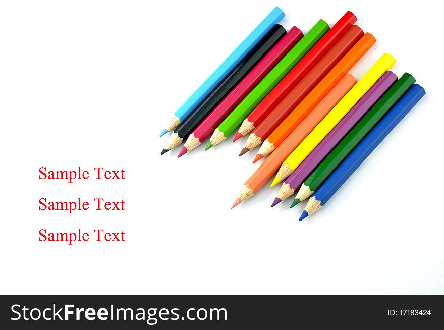 Color pencils isolated on white background