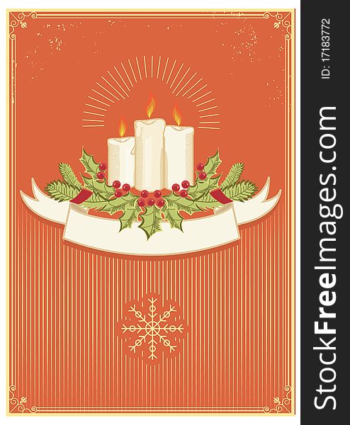 Christmas decoration.Vector vintage pattern.Red green card. Christmas decoration.Vector vintage pattern.Red green card