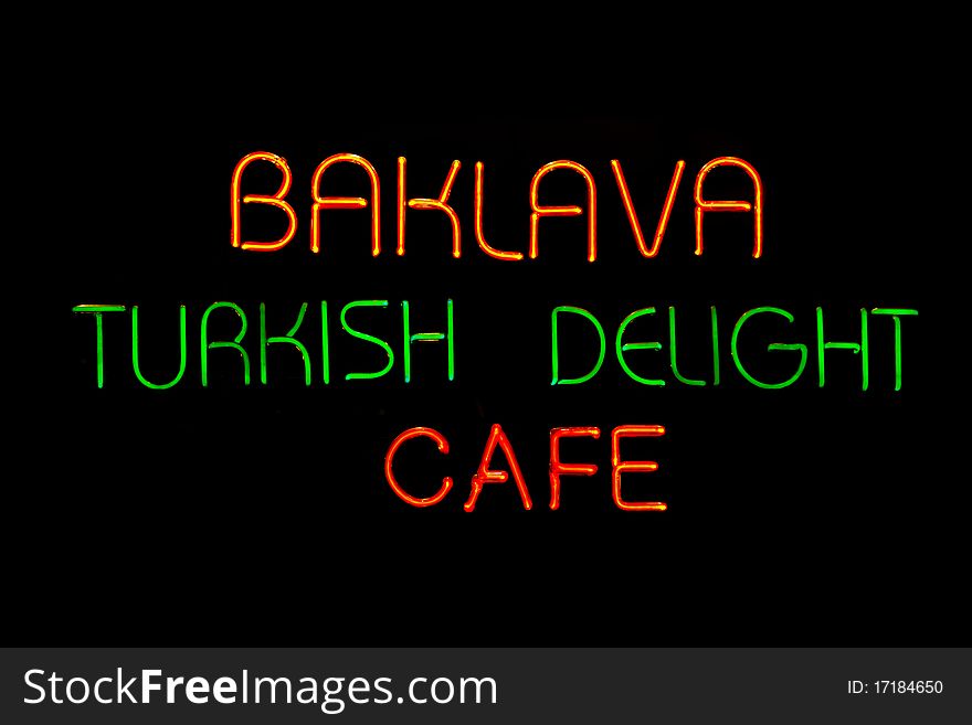 Turkish delight neon cafe