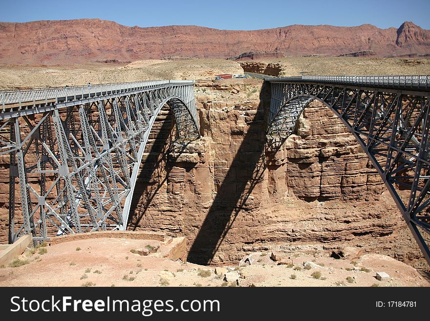 Navajo bridge in Arizona over the Colorado river