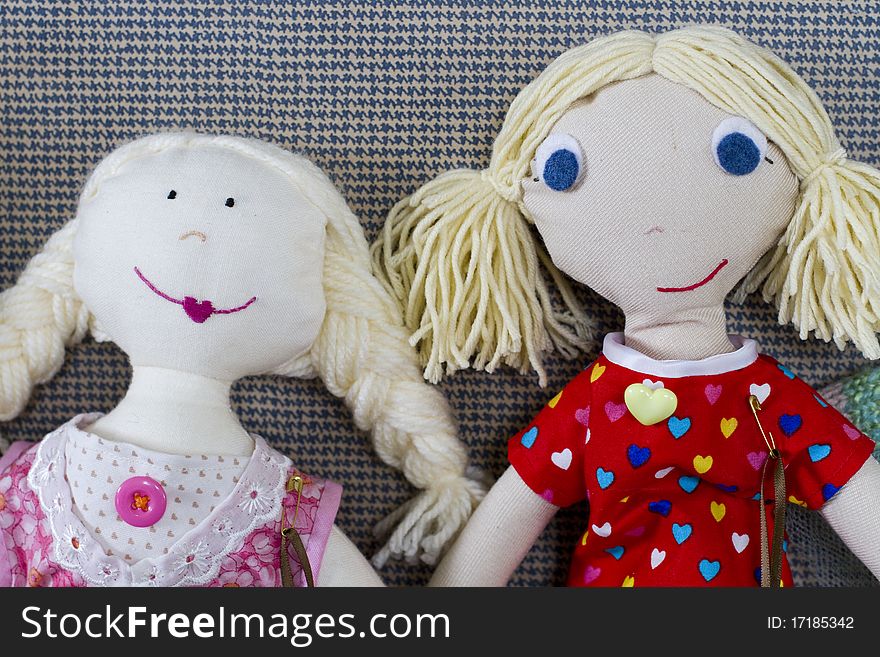 Home made hand crafted rag dolls