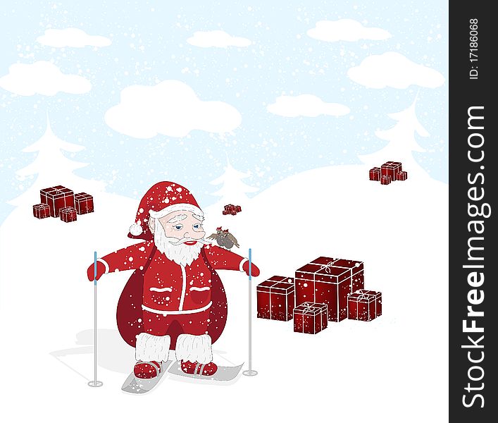 Vector Christmas illustration with Santa