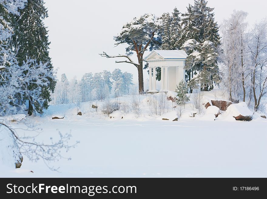 Snowy Landscape, Wood under snow, Russia